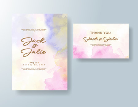 Wedding invitation with abstract watercolor backgroundのイラスト素材