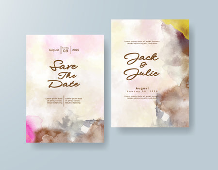 Wedding invitation with abstract watercolor backgroundのイラスト素材