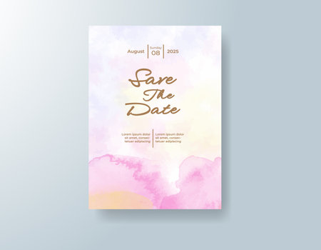 Wedding invitation with abstract watercolor backgroundのイラスト素材