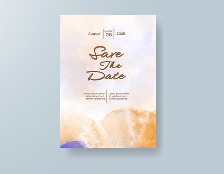 Wedding invitation with abstract watercolor backgroundのイラスト素材