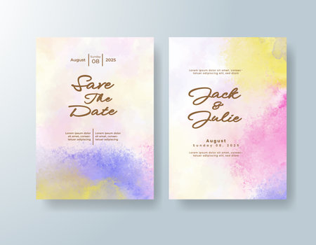 Wedding invitation with abstract watercolor backgroundのイラスト素材