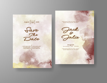 Watercolor wedding invitation cardのイラスト素材