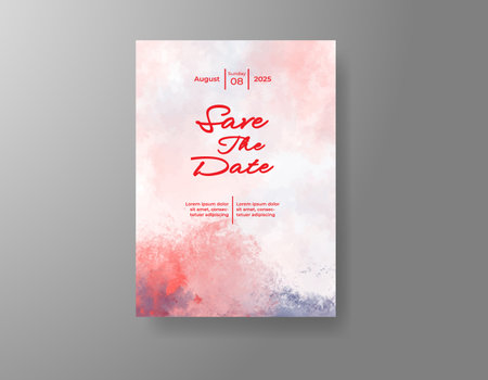 Watercolor wedding invitation cardのイラスト素材