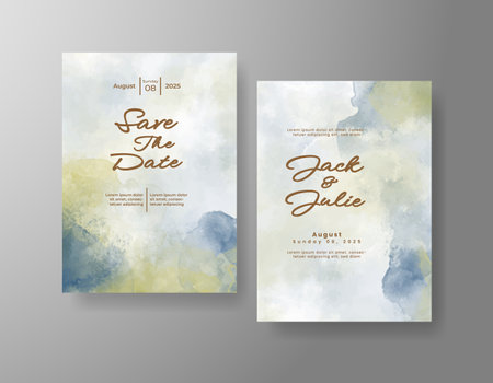 Watercolor wedding invitation cardのイラスト素材