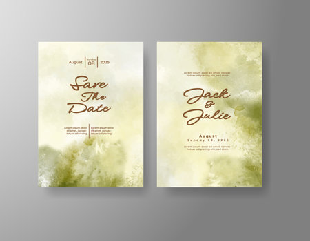 Watercolor wedding invitation cardのイラスト素材