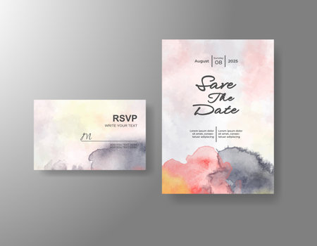 Watercolor wedding invitation cardのイラスト素材