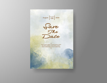 Watercolor wedding invitation cardのイラスト素材