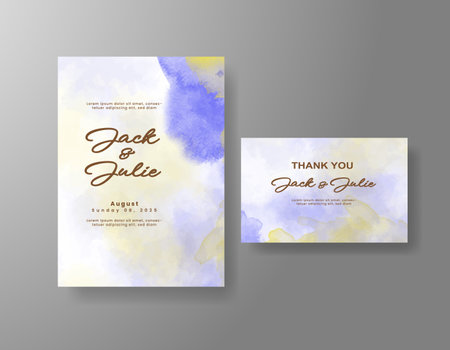 Watercolor wedding invitation cardのイラスト素材