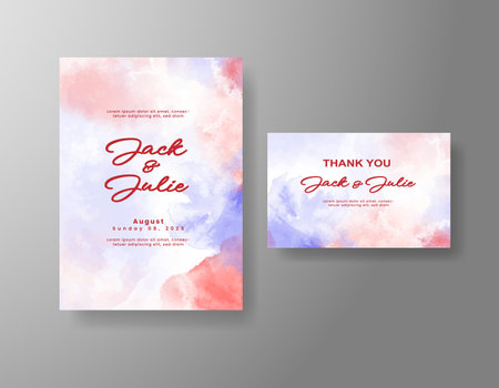 Watercolor wedding invitation cardのイラスト素材