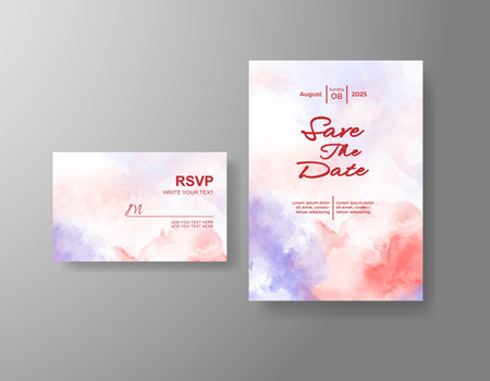 Watercolor wedding invitation cardのイラスト素材