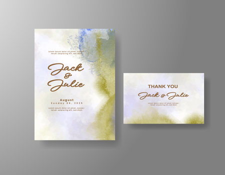 Watercolor wedding invitation cardのイラスト素材