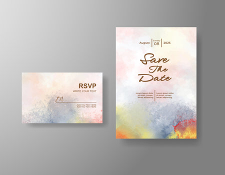 Watercolor wedding invitation cardのイラスト素材