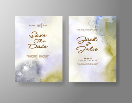 Watercolor wedding invitation cardのイラスト素材