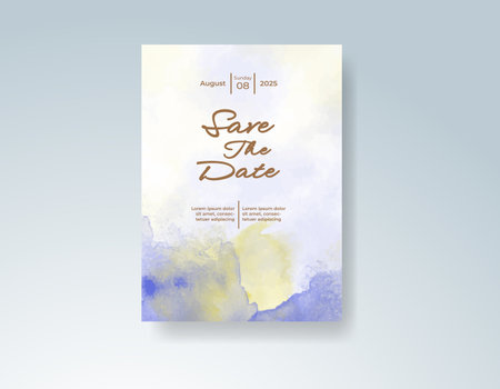 Watercolor wedding invitation cardのイラスト素材