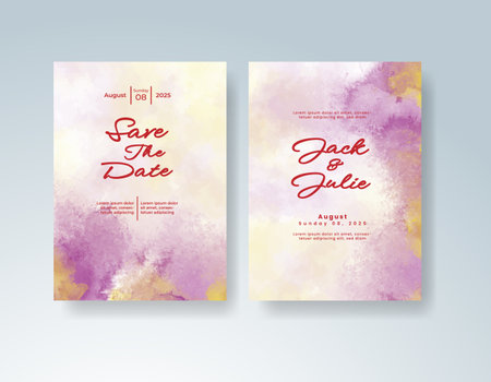 Watercolor wedding invitation cardのイラスト素材