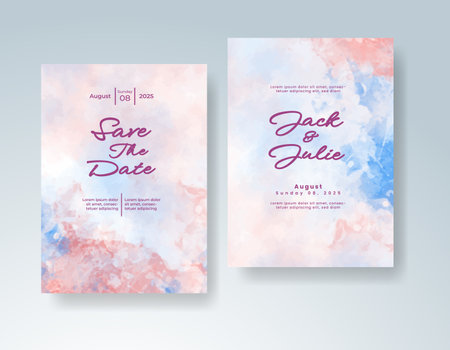 Watercolor wedding invitation cardのイラスト素材