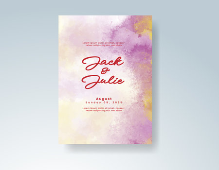 Watercolor wedding invitation cardのイラスト素材