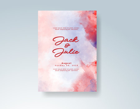 Watercolor wedding invitation cardのイラスト素材