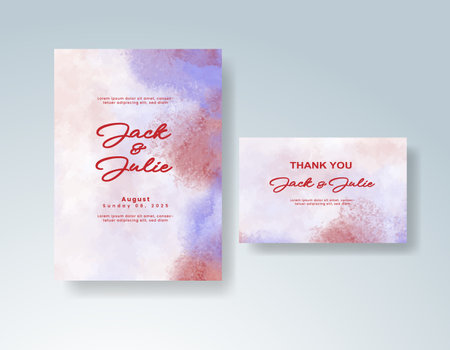 Watercolor wedding invitation cardのイラスト素材