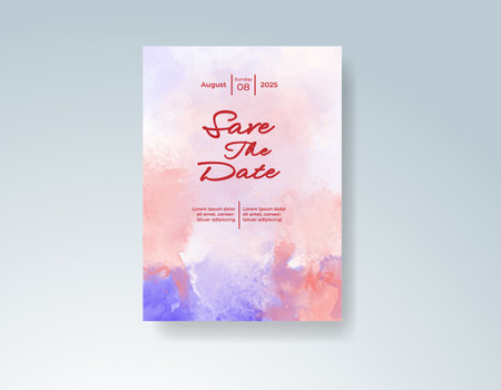 Watercolor wedding invitation cardのイラスト素材