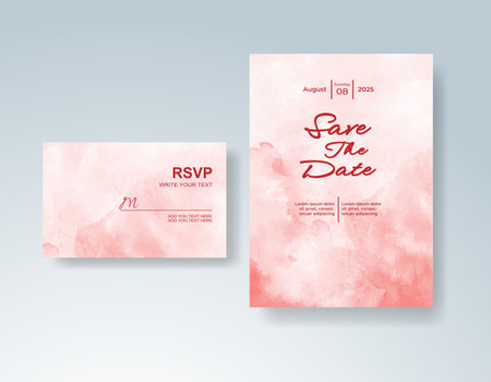 Watercolor wedding invitation cardのイラスト素材