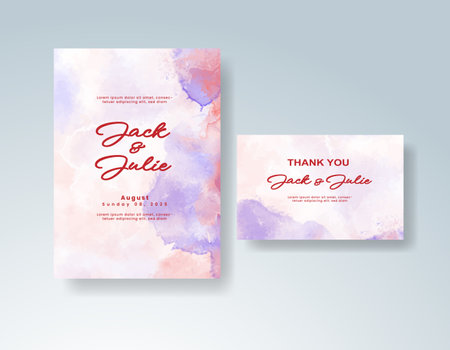 Watercolor wedding invitation cardのイラスト素材