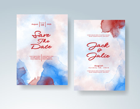 Watercolor wedding invitation cardのイラスト素材