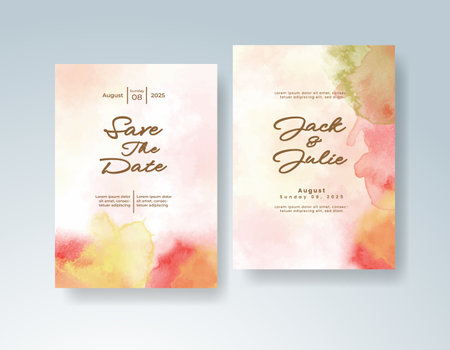 Watercolor wedding invitation cardのイラスト素材