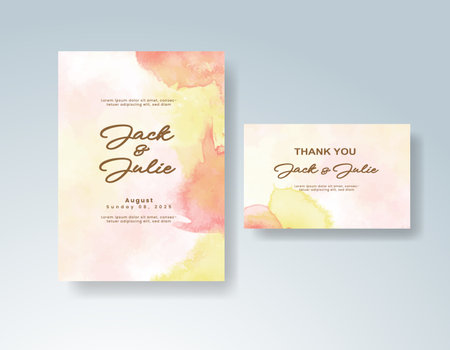 Watercolor wedding invitation cardのイラスト素材