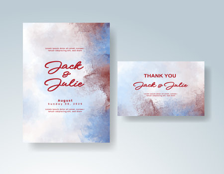 Watercolor wedding invitation cardのイラスト素材