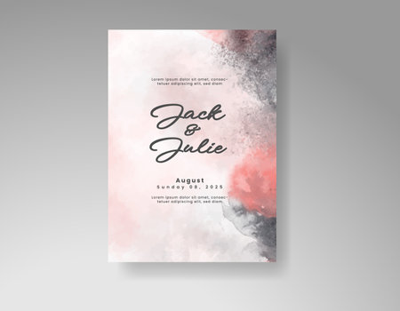 Watercolor wedding invitation cardのイラスト素材