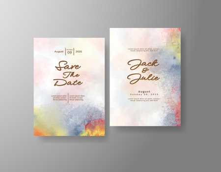 Watercolor wedding invitation cardのイラスト素材