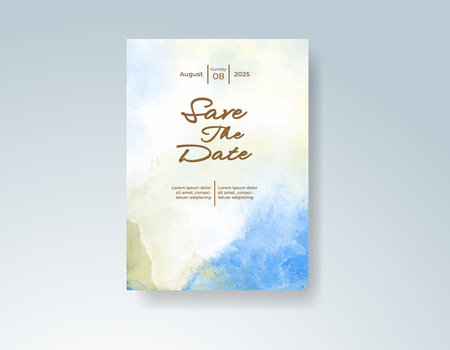 Watercolor wedding invitation cardのイラスト素材