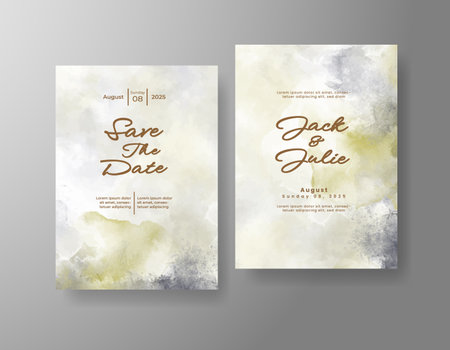 Watercolor wedding invitation cardのイラスト素材