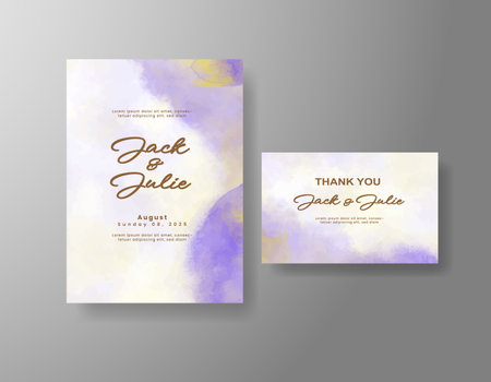 Watercolor wedding invitation cardのイラスト素材