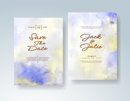 Watercolor wedding invitation cardのイラスト素材