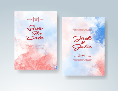 Watercolor wedding invitation cardのイラスト素材