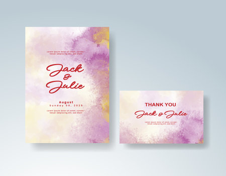 Watercolor wedding invitation cardのイラスト素材