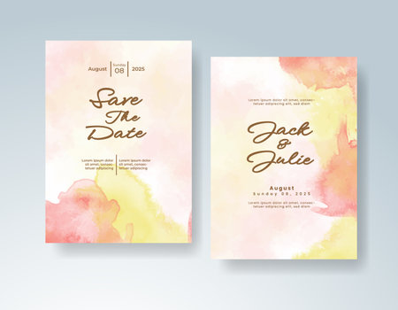 Watercolor wedding invitation cardのイラスト素材