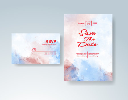 Watercolor wedding invitation cardのイラスト素材