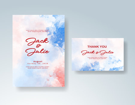 Watercolor wedding invitation cardのイラスト素材