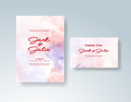 Watercolor wedding invitation cardのイラスト素材