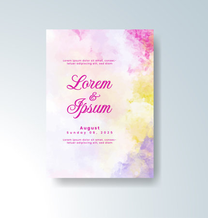 Wedding invitation with abstract watercolor backgroundのイラスト素材