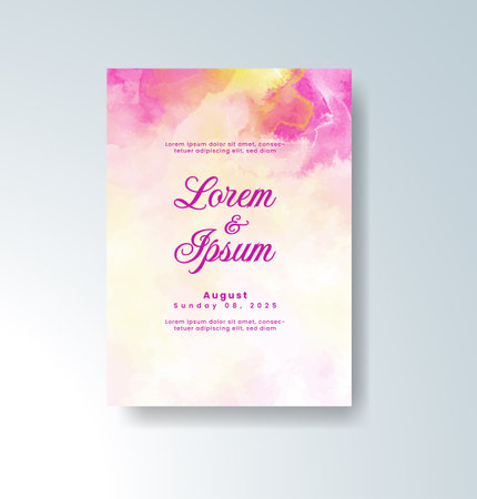 Wedding invitation with abstract watercolor backgroundのイラスト素材