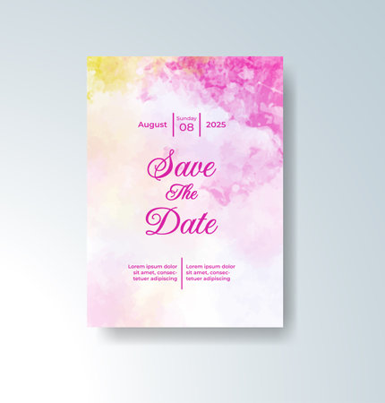 Wedding invitation with abstract watercolor backgroundのイラスト素材