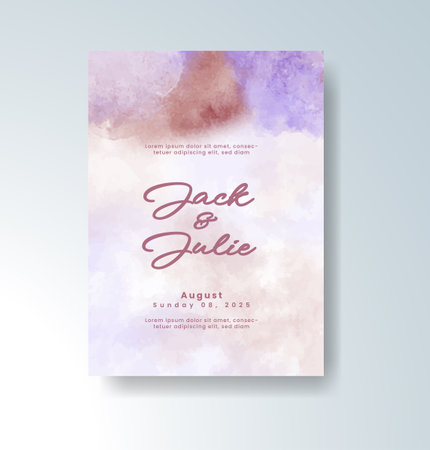 Wedding invitation with abstract watercolor backgroundのイラスト素材