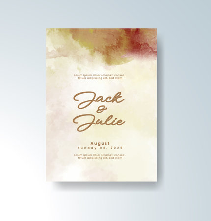 Wedding invitation with abstract watercolor backgroundのイラスト素材