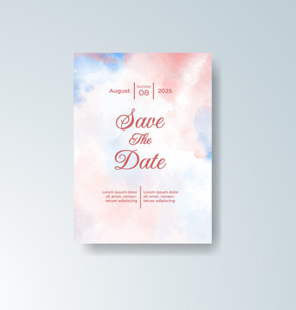 Wedding invitation with abstract watercolor backgroundのイラスト素材