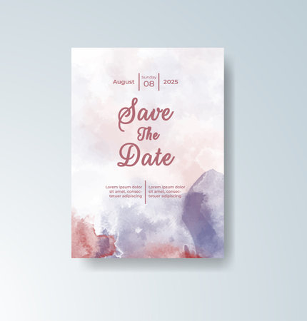 Wedding invitation with abstract watercolor backgroundのイラスト素材