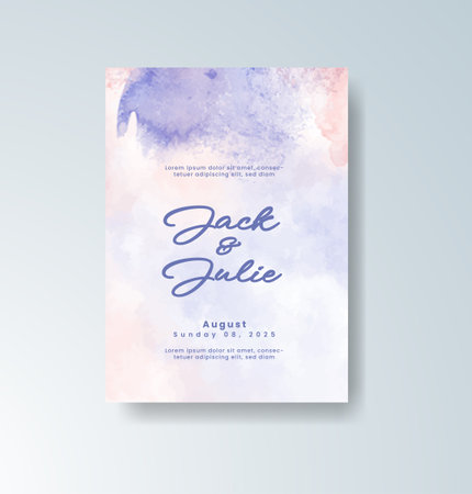 Wedding invitation with abstract watercolor backgroundのイラスト素材